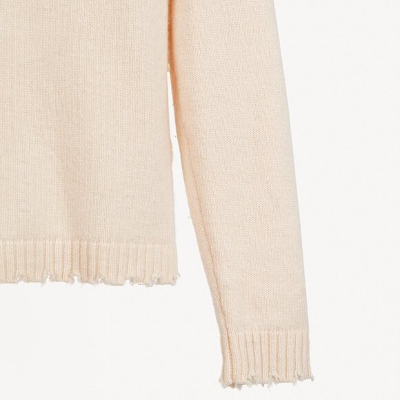 Allude Cream Wool & Cashmere Distressed V-Neck Cardigan - Picture 5 of 10